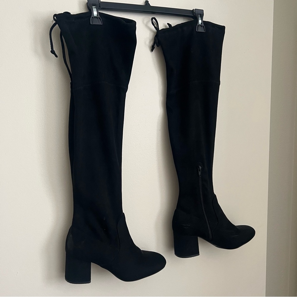 KELLY & KATIE Suede over the knee heeled boots
